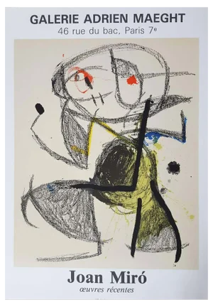 Joan Miro, Recent Works, Original Lithographic Poster, 1983