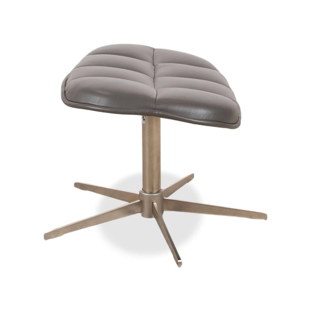 Boston Leather Armchair with Ottoman in Grey Brown Taupe Estoril Semi Aniline Leather 0959 with Manual Swivel and Rocking Function from Boconcept For Sale - Image 17 of 18