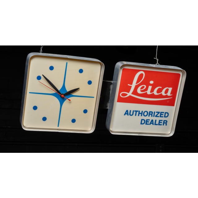 Mid 20th Century Vintage Leica Cameras Lighted Dealer Advertising Clock For Sale - Image 5 of 13