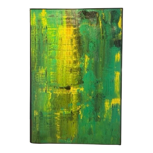 Large Green Abstract Oil Painting #929 by Artist Paulden (With Possible #928 Making a Diptych) For Sale