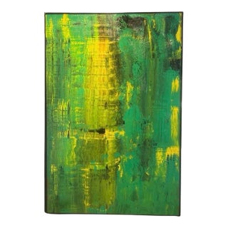 Large Green Abstract Oil Painting on Board by Artist Paulden 72” X 48” For Sale