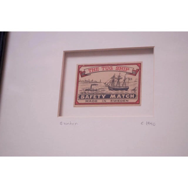 1940s 1940s Swedish Framed "Tug Ship Safety Match" Box Label For Sale - Image 5 of 9