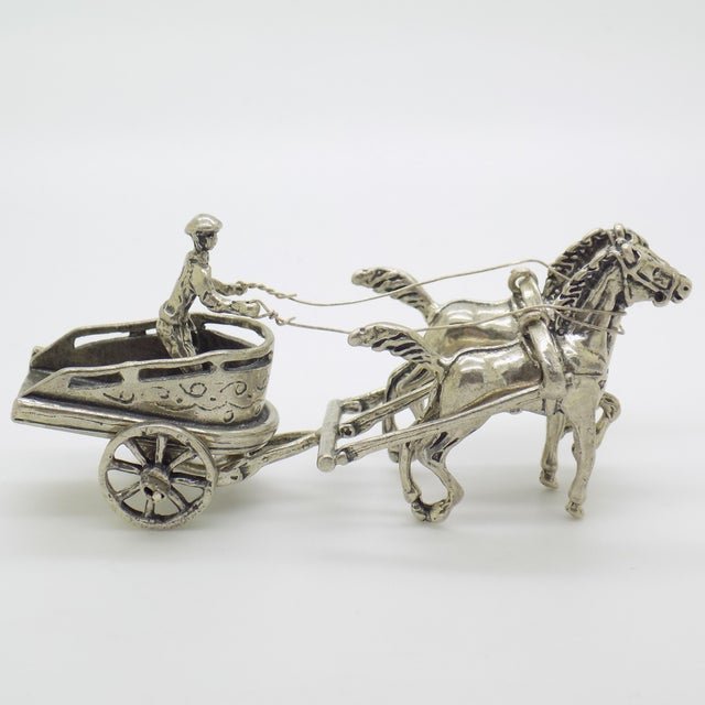 Vintage Italian Handmade Silver Roman Biga Chariot with Horses Figurine, Tuscany, 1970s For Sale - Image 13 of 13