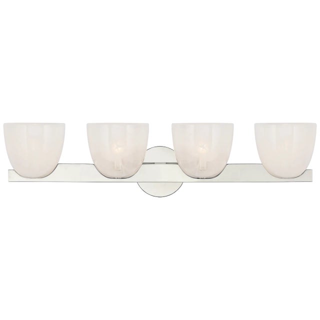 Visual Comfort AERIN for Visual Comfort Signature Carola 4-Light Bath Sconce in Polished Nickel with White Strie Glass For Sale - Image 4 of 6