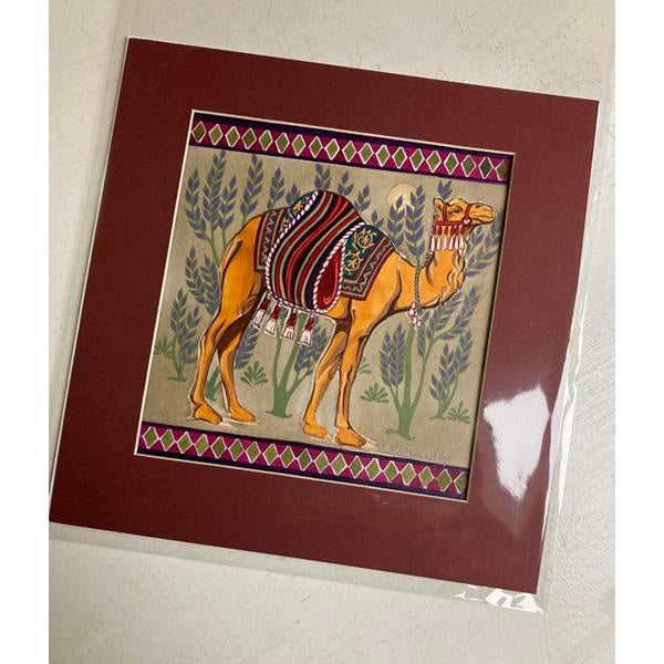 Contemporary Matted Original Global Camel R Painting, by Kathleen Ney For Sale - Image 3 of 3