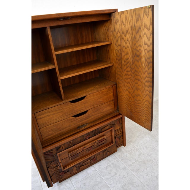 Mid-Century Modern Mid Century Brutalist Style Lane Pueblo Armoire For Sale - Image 3 of 13