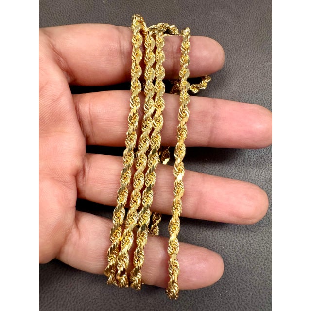 Early 21st Century Vintage 14 Karat Yellow Gold 49.2 Gm, Rope Chain, 3.3 mm Necklace, 36 " Long For Sale - Image 5 of 18