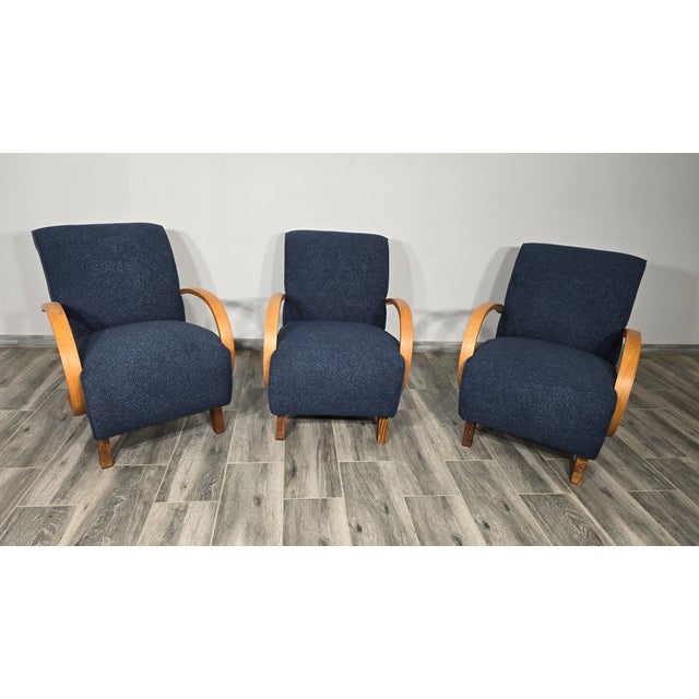 1940s Lounge Chairs by Jindrich Halabala, 1940s, Set of 3 For Sale - Image 5 of 15