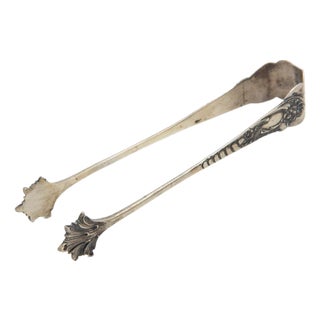 Silver Ice Tongs with Reliefs and Friezes For Sale