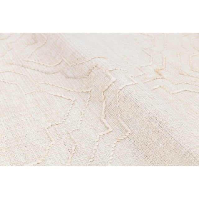 White Bohemian White Jute Flatweave Rug Hand Woven, Boho Scandinavian Decor 6x9Ft. For Sale - Image 8 of 12