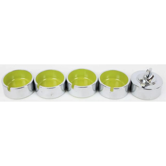 Traditional Stacking Chrome Ashtrays & Lighter - Set of 4 For Sale - Image 3 of 4