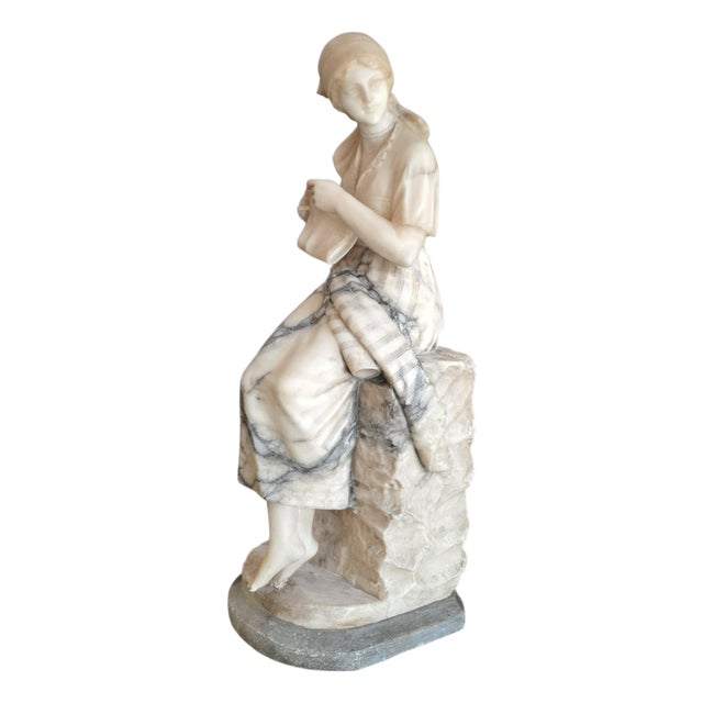 Pugi, Young Embroiderer, 1920s, Alabaster For Sale