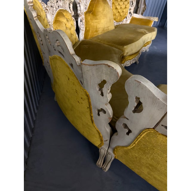 Textile Mid 19th Century Monumental Rococo Revival Carved Sectional Sofa in Golden Velvet For Sale - Image 7 of 12
