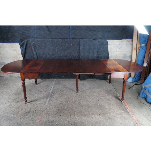 Antique American Victorian Cherry Oval Drop Leaf Farmhouse Dining Table 126" For Sale - Image 10 of 12