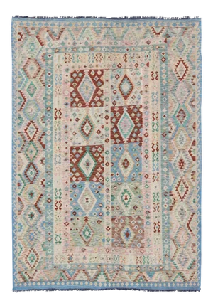 Geometric Flat Weave Wool Kilim Rug by Keivan Woven Arts 8'5 X 11'6