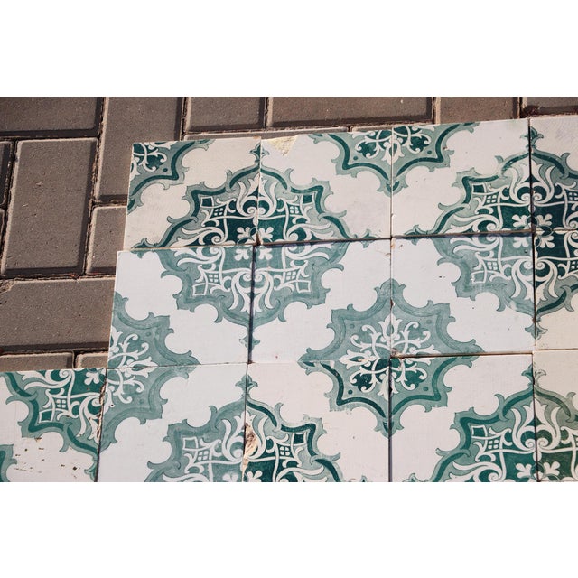 Antique 1920s Set of 78 Antique Large Art Deco Geometric Floral Tiles Portuguese For Sale - Image 11 of 18