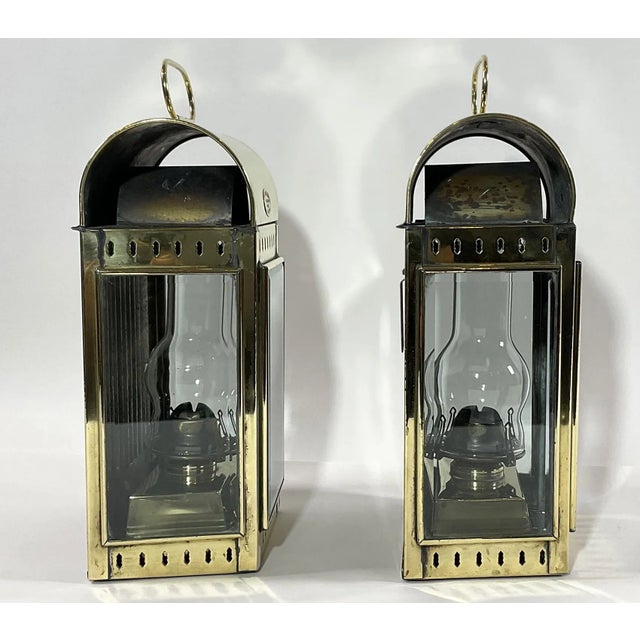 Solid Brass English Cabin Lanterns For Sale - Image 11 of 12