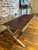 One‑of‑a‑Kind Mahogany Slatted Bench – Custom Brushed Steel Frame Modern Industrial Design For Sale - Image 10 of 12