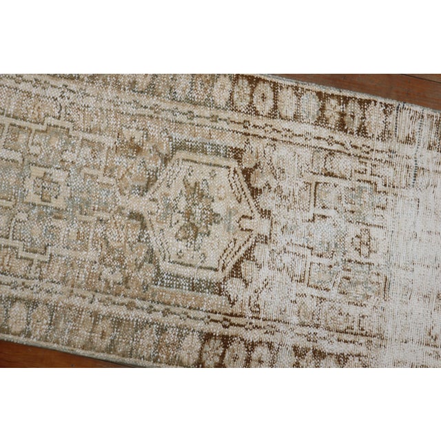 Distressed Narrow Neutral Persian Heriz 20th Century Runner - 1'10" x 7'7" For Sale - Image 4 of 6