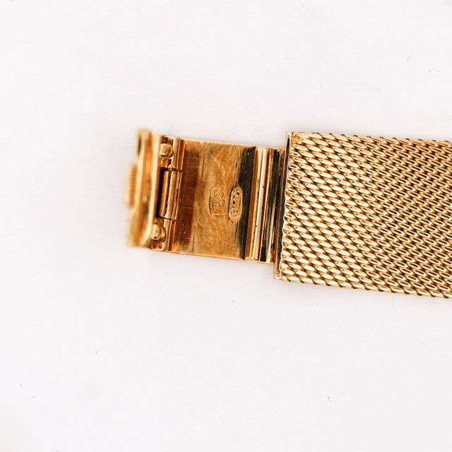 Art Deco Vintage Baume Mercier 18k Yellow Gold Manual Wind Mesh Bracelet Watch For Sale - Image 3 of 7