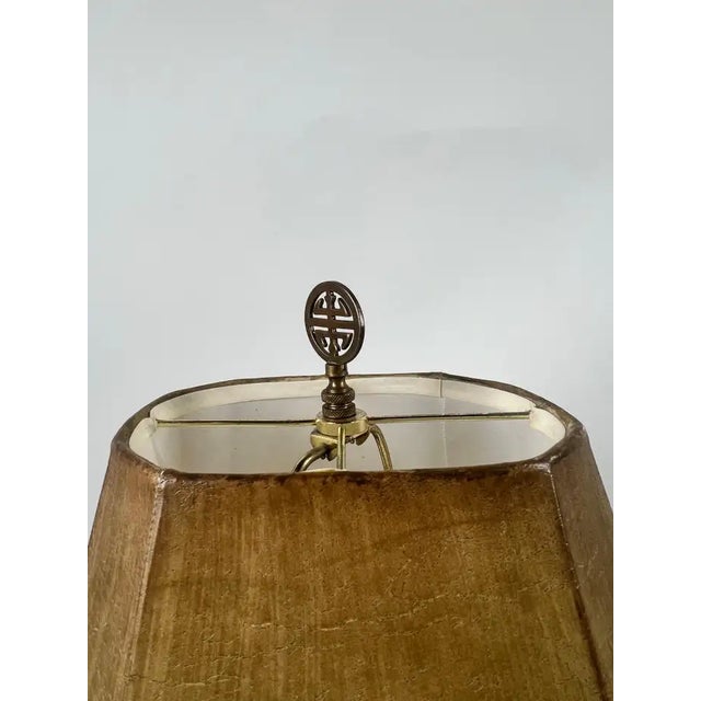 Rustic Style Flying Trout Table Lamp With Bronzed Base and Faux Leather Shade For Sale - Image 18 of 18