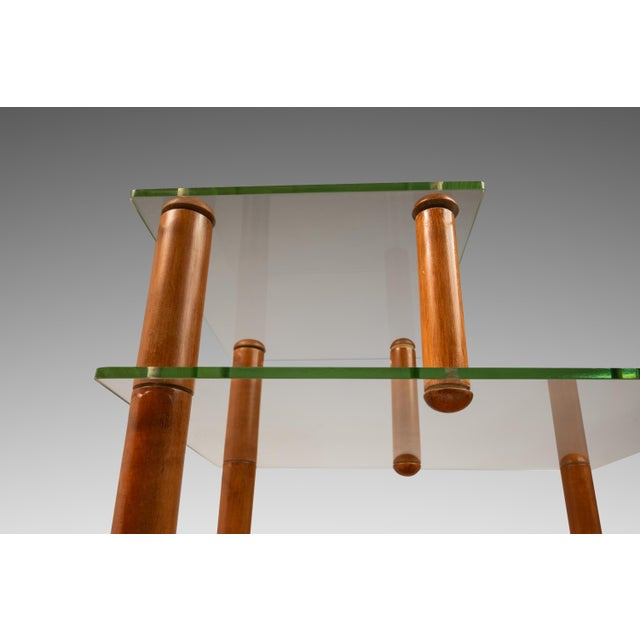Set of Two ( 2 ) Mid-Century Modern Art Deco Three-Tiered Glass End Tables Attributed to Gilbert Rohde for Herman Miller, Usa, C. 1930s For Sale In Orlando - Image 6 of 12