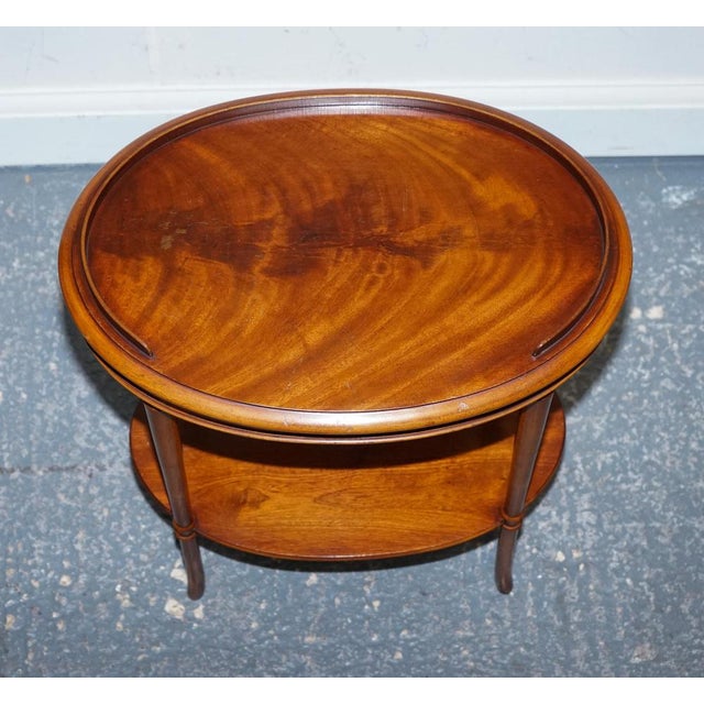 Vintage Flamed Mahogany Oval Side Tables, Set of 2 For Sale - Image 12 of 14