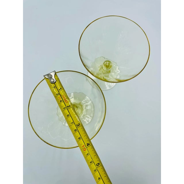 Mid 20th Century Fostoria "Fairfax" Pattern in June Topaz Color Cocktail/Wine Glasses- a Pair For Sale - Image 10 of 11