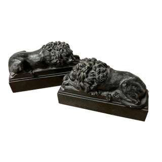 Grand Tour Pair of Canova Lions For Sale