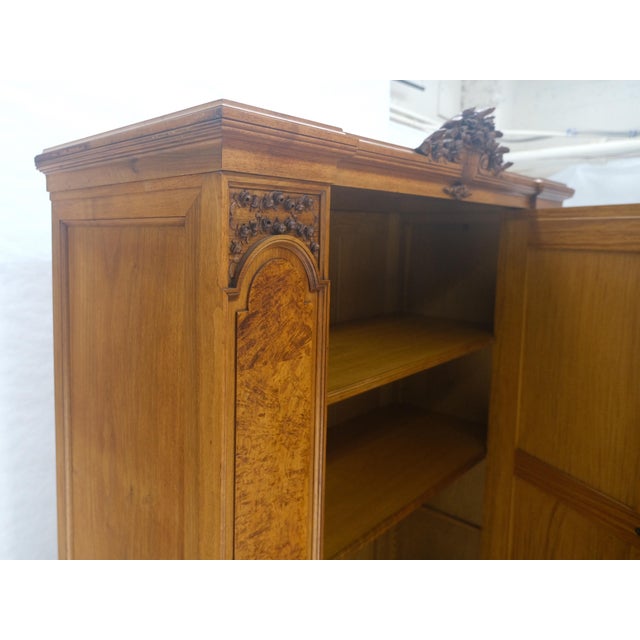 Mint Fine French Carved Burl Satin Wood Beveled Mirror Door Armoire Wardrobe For Sale - Image 9 of 15