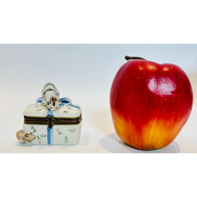 Porcelain Collectible Box Cat With Mouse For Sale - Image 11 of 12