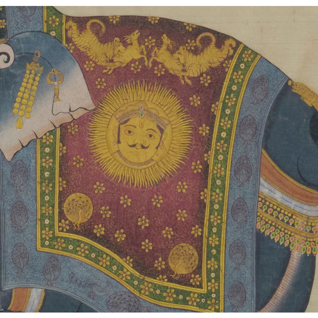 Indian 1900s Indian Rajasthani Miniature Painting of a Royal Elephant For Sale - Image 3 of 4