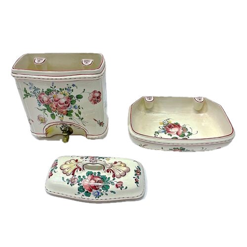 Early 20th Century Vintage French Floral Ceramic Lavabo For Sale - Image 5 of 8