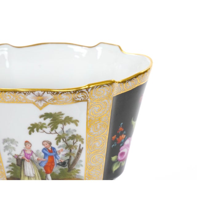 Ceramic 19th Century Dresden Porcelain Gilt & Painted Decorative Cachepots For Sale - Image 7 of 10