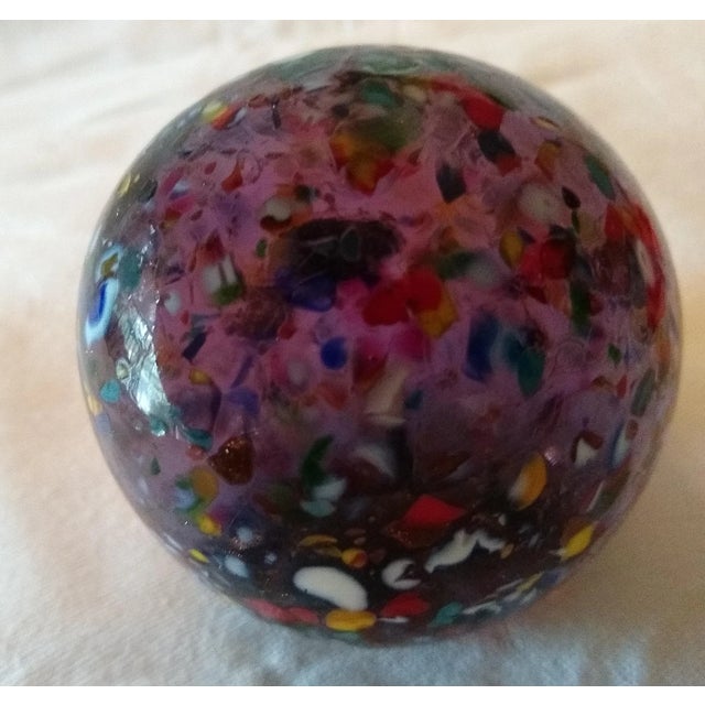 Vintage Small Confeti Themed Murano Blown Glass Paperweight For Sale - Image 4 of 5
