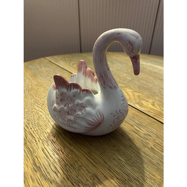 Ceramic Vintage MCM Portuguese Vestal Pottery Swan Planter For Sale - Image 7 of 7