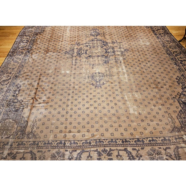 Textile Vintage Turkish Oushak Rug, Hand-Knotted Wool, Geometric Design, Camelhair, 15' X 18' For Sale - Image 7 of 18