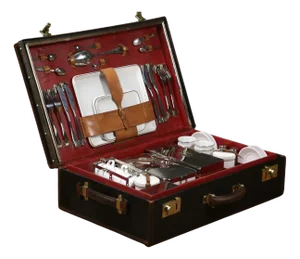 Ceramic Picnic Trunk, 1890s, Set of 39