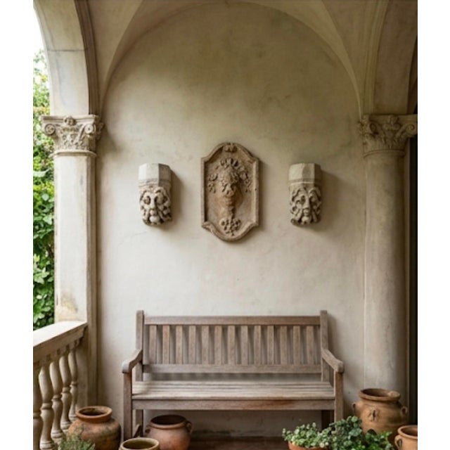 A Pair of Vintage Gothic Revival Cast Stone Grotesque Mascaron Wall Plaques For Sale - Image 11 of 12