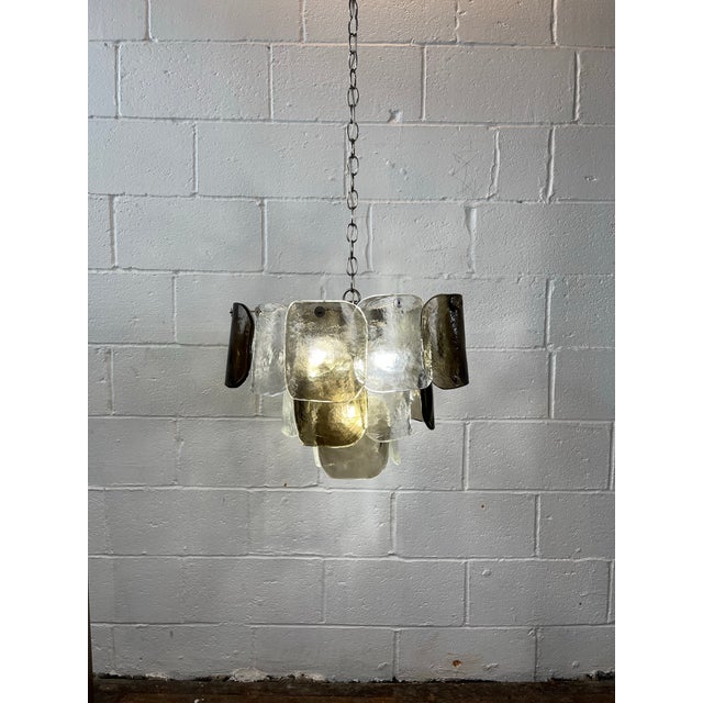 1970s j.t. Kalmar Smoke and Clear Panel Chandelier Italy For Sale - Image 5 of 7
