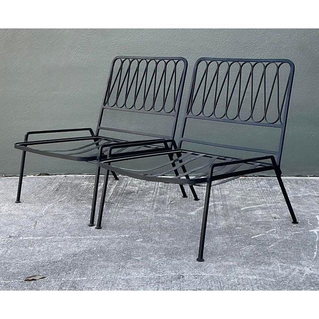 Metal Vintage MCM Salterini Ribbon Wrought Iron Lounge Chairs, Attributed - A Pair For Sale - Image 7 of 12