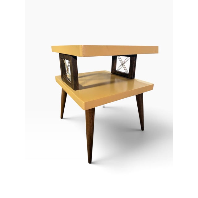 Vintage Refinished Mid-Century Modern Two-Tier Side Table For Sale - Image 9 of 9