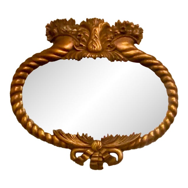 Federal Cornucopia Oval Ornate Mirror 35”x 34” Antique For Sale