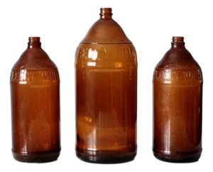 1930s Fleecy White Brown Glass Bottles Set of 3