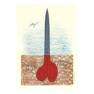 1968 Claes Oldenburg 'Scissors as Monument (No text)' Pop Art Red,Gray,Brown USA Lithograph