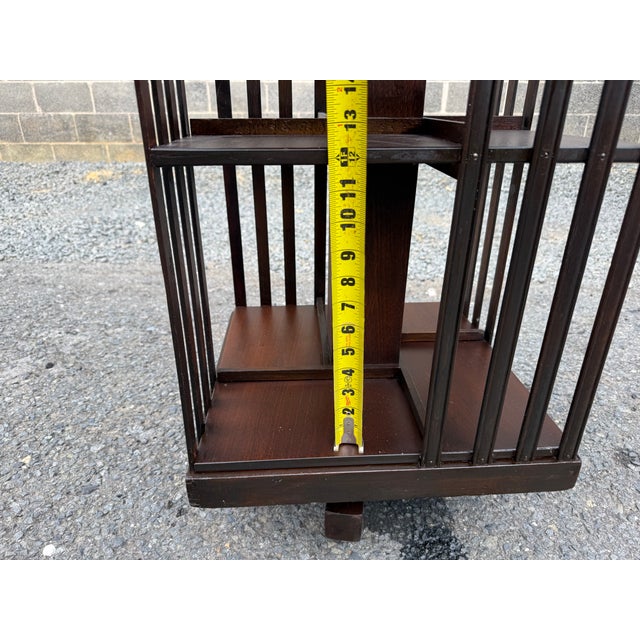 Early 20th Century Pair of Edwardian Style Revolving Mahogany Inlaid Bookcase Side Tables For Sale In Washington DC - Image 6 of 16