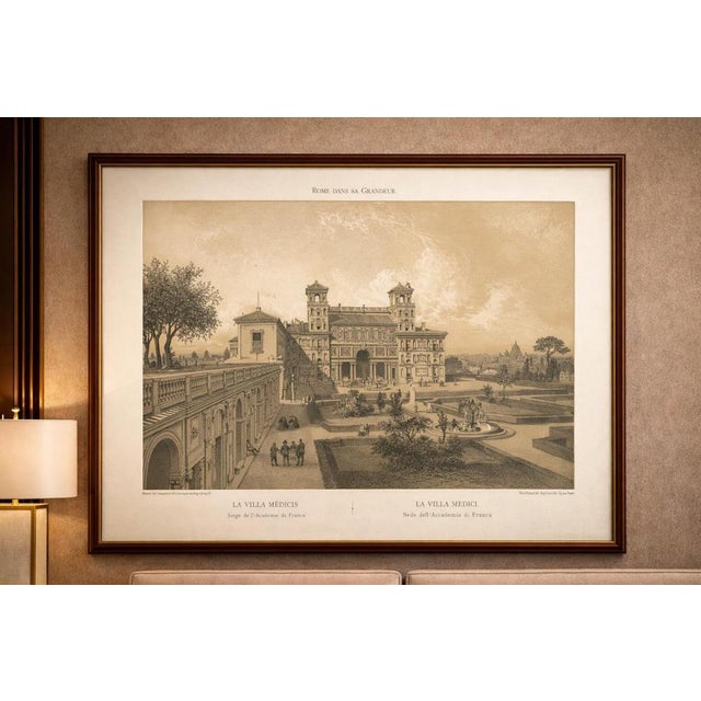 Villa Medici Rome, Seat of the French Academy, Antique Architectural Print 1869 This stately architectural view depicts...