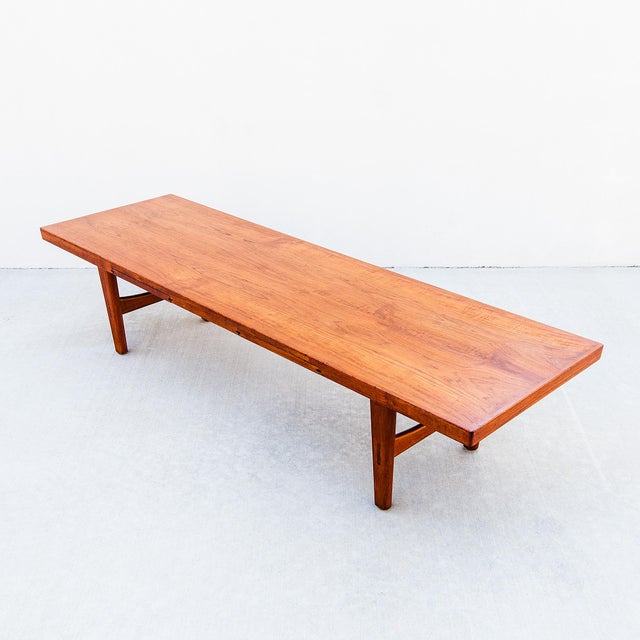Mid-Century Modern Large 1960s Danish Modern Studio Crafted Teak Coffee Table With Hidden Drink Trays For Sale - Image 3 of 16