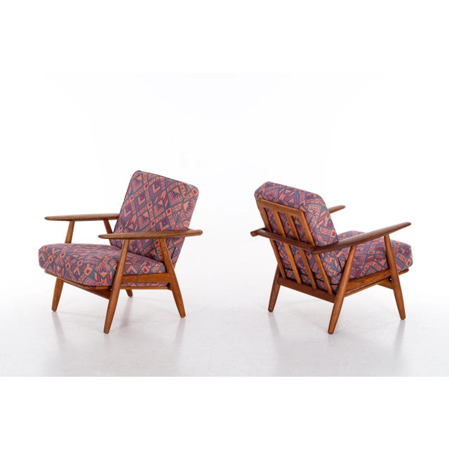 Brown Set of GE 240 Cigar Easy Chairs in Oak by Hans J. Wegner, 1950s For Sale - Image 8 of 12