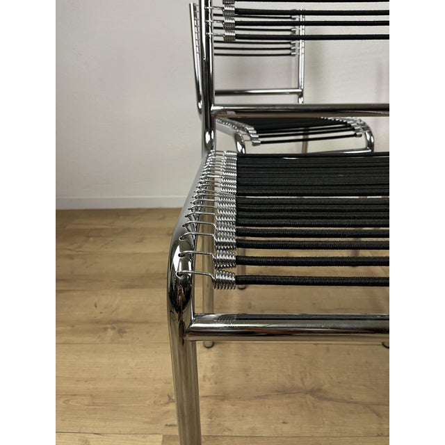 Black Vintage Sandows 101 Steel Chairs by René Herbst for Pallucco, 1980s, Set of 4 For Sale - Image 8 of 9